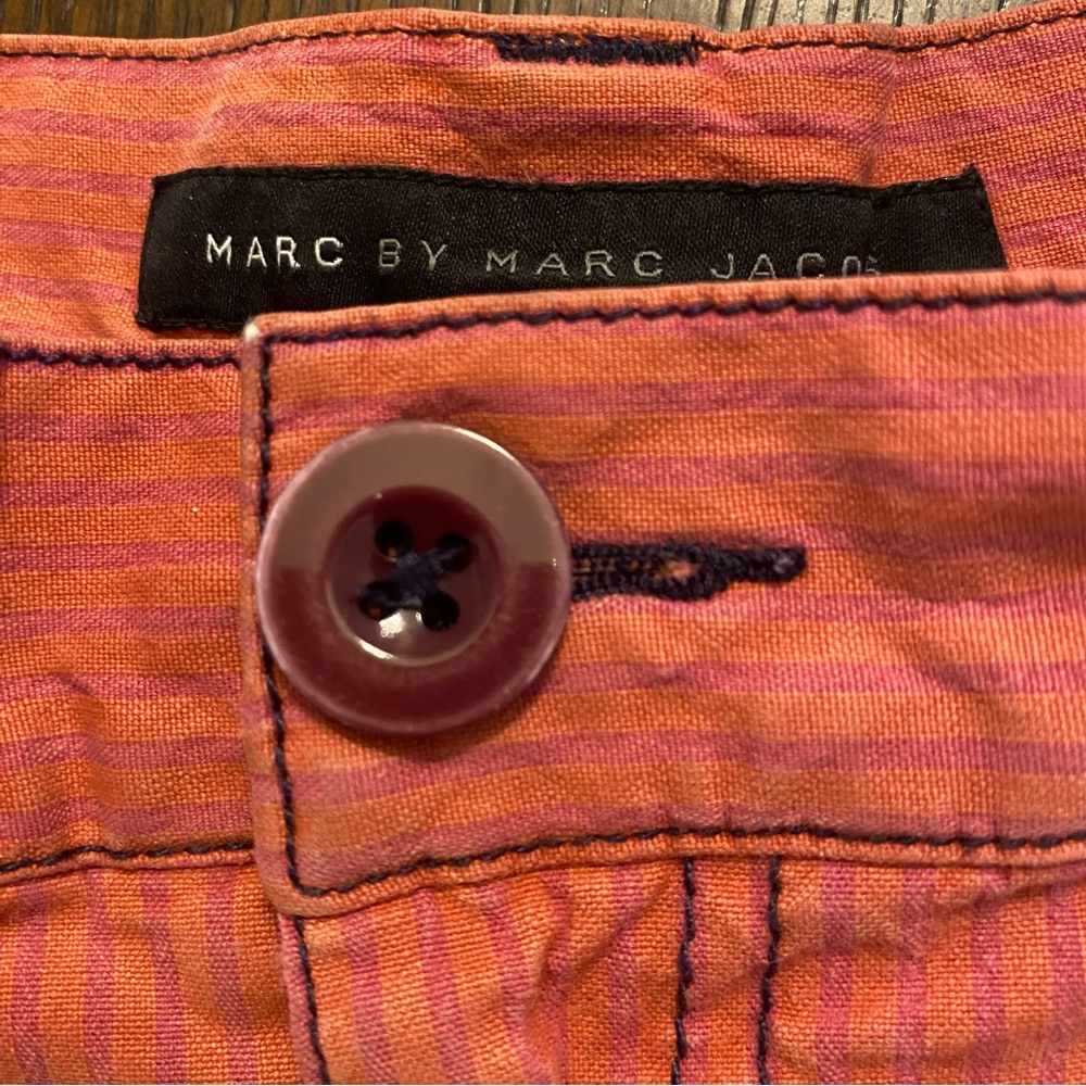 Marc by Marc Jacobs Coral Purple Striped Cotton Shorts Size 0 - Picture 2 of 7